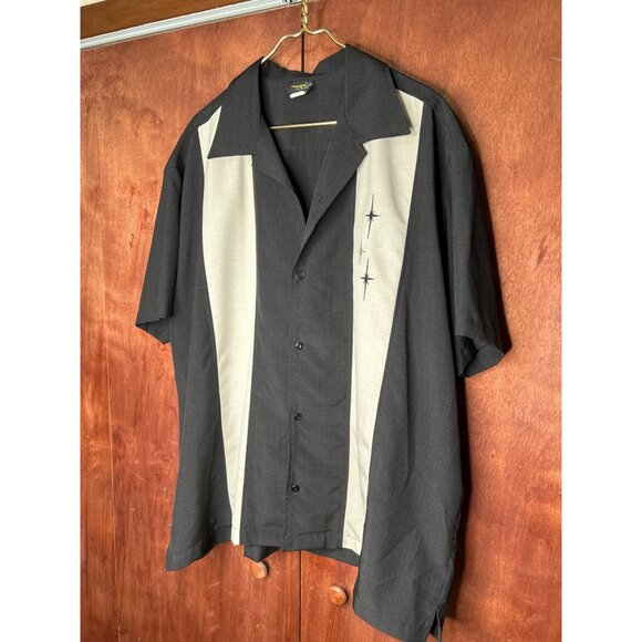 Steady Classics Mens 3X Black & Cream Bowling Shirt W/ Embroidered Star Design - Picture 2 of 11